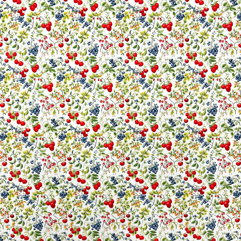 Berry Vine Rose & Hubble Cotton Poplin Fabric