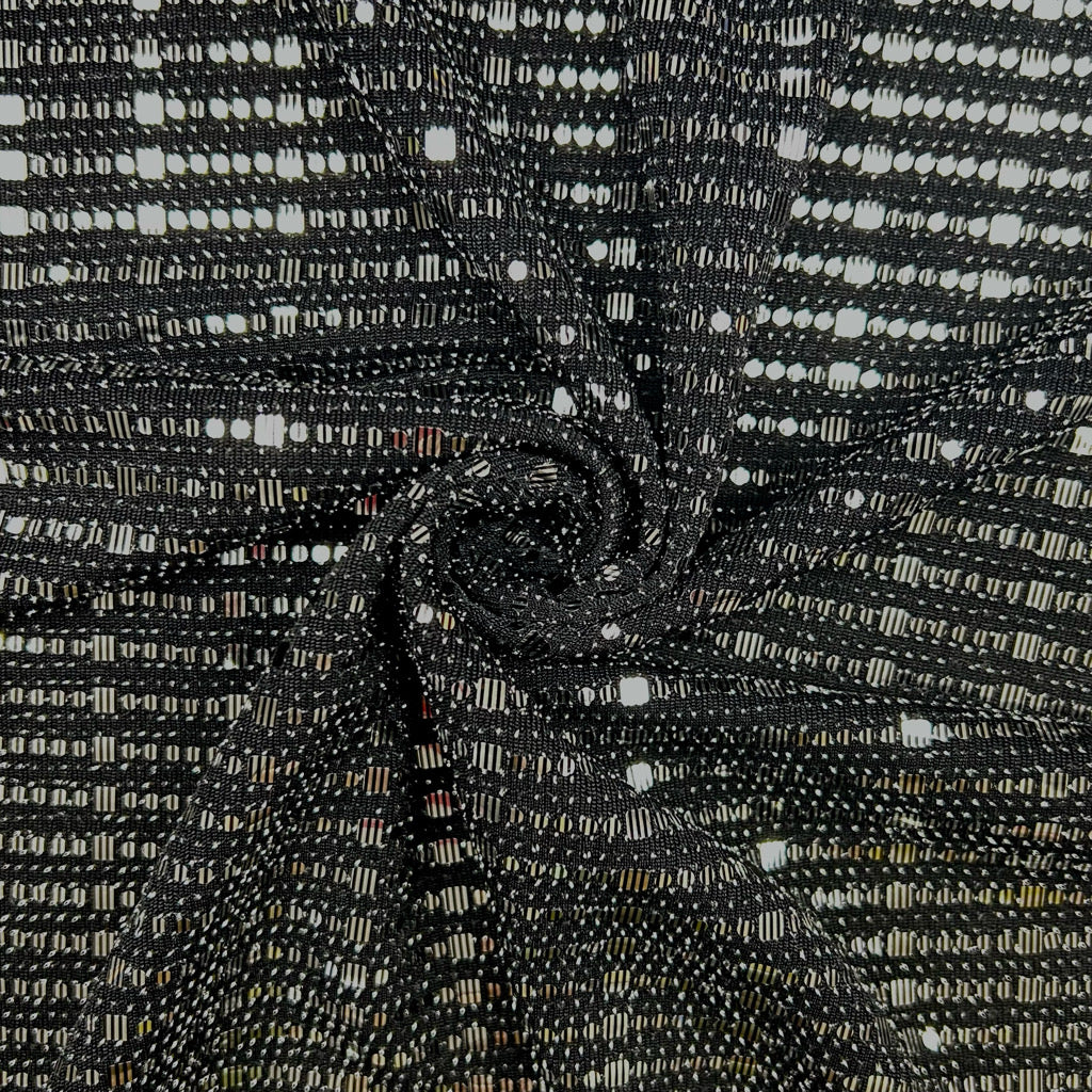 Silver Sparkle on Black Stretch Fabric