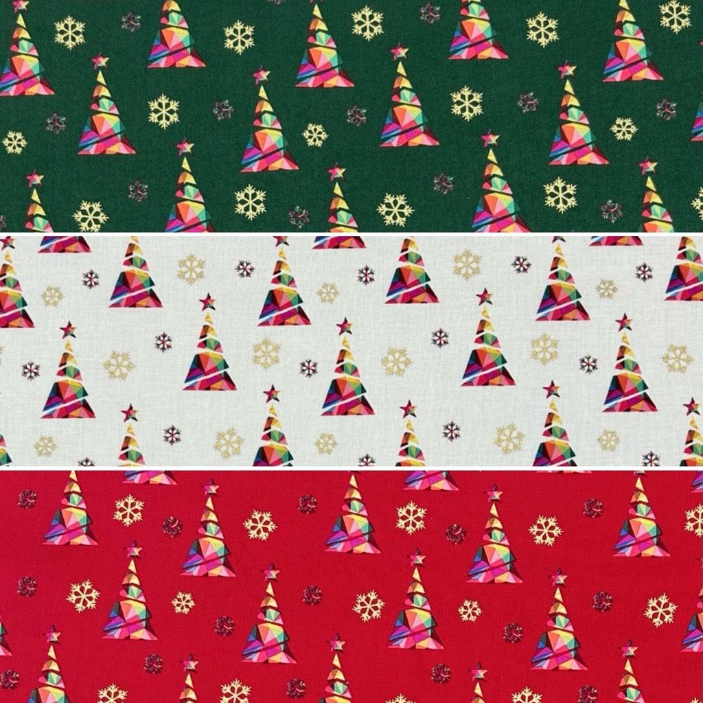 Rainbow Christmas Trees Cotton Fabric - Pound Fabrics