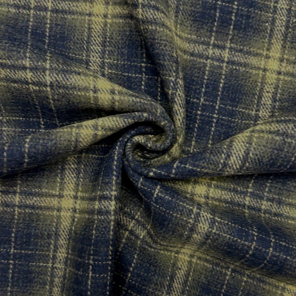 Shaded Line Check Wool Blend Fabric