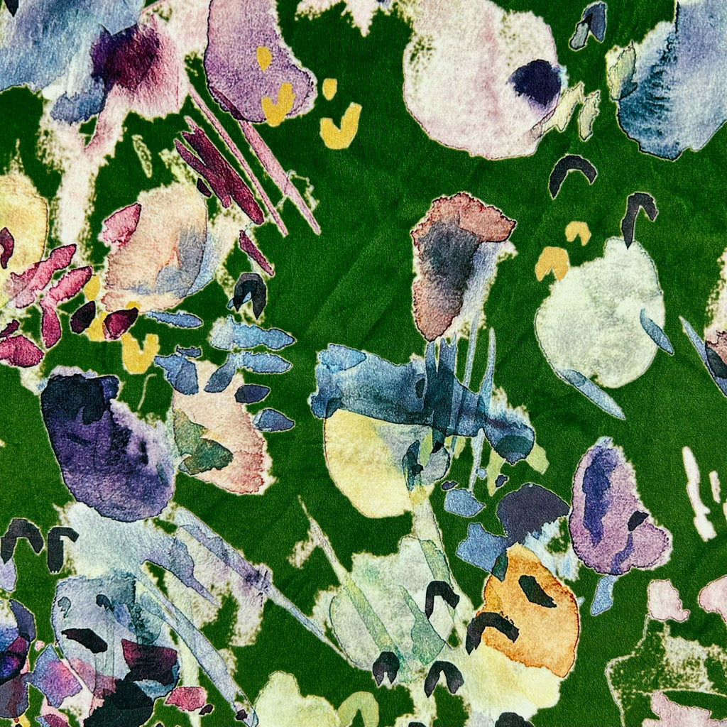 Ink Wash Bloom Stretch Velvet Fabric