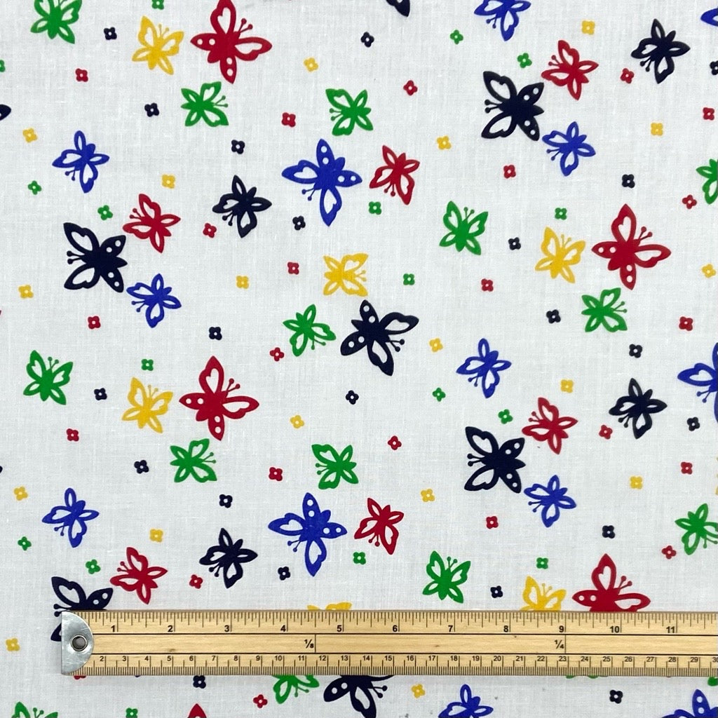 Multicoloured Butterflies Polycotton Fabric