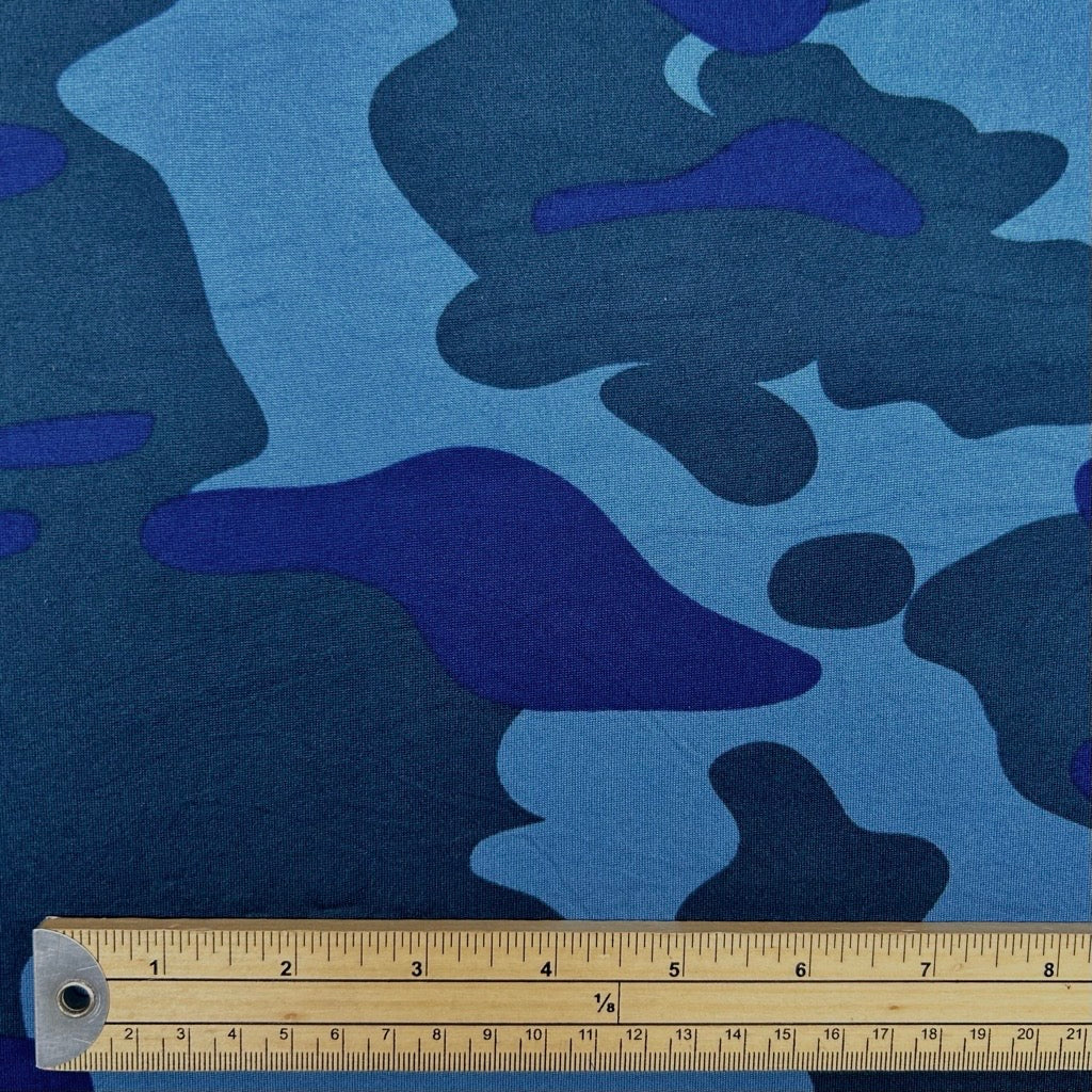 Blue Camouflage Jersey Fabric