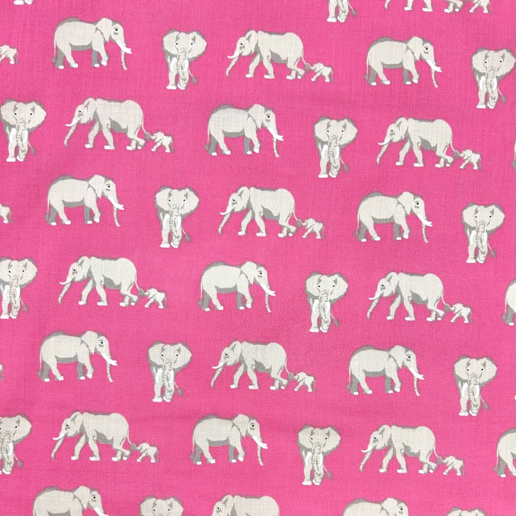 Elephant Family Polycotton Fabric