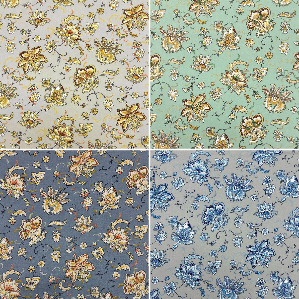Persian Garden Rose & Hubble Cotton Poplin Fabric