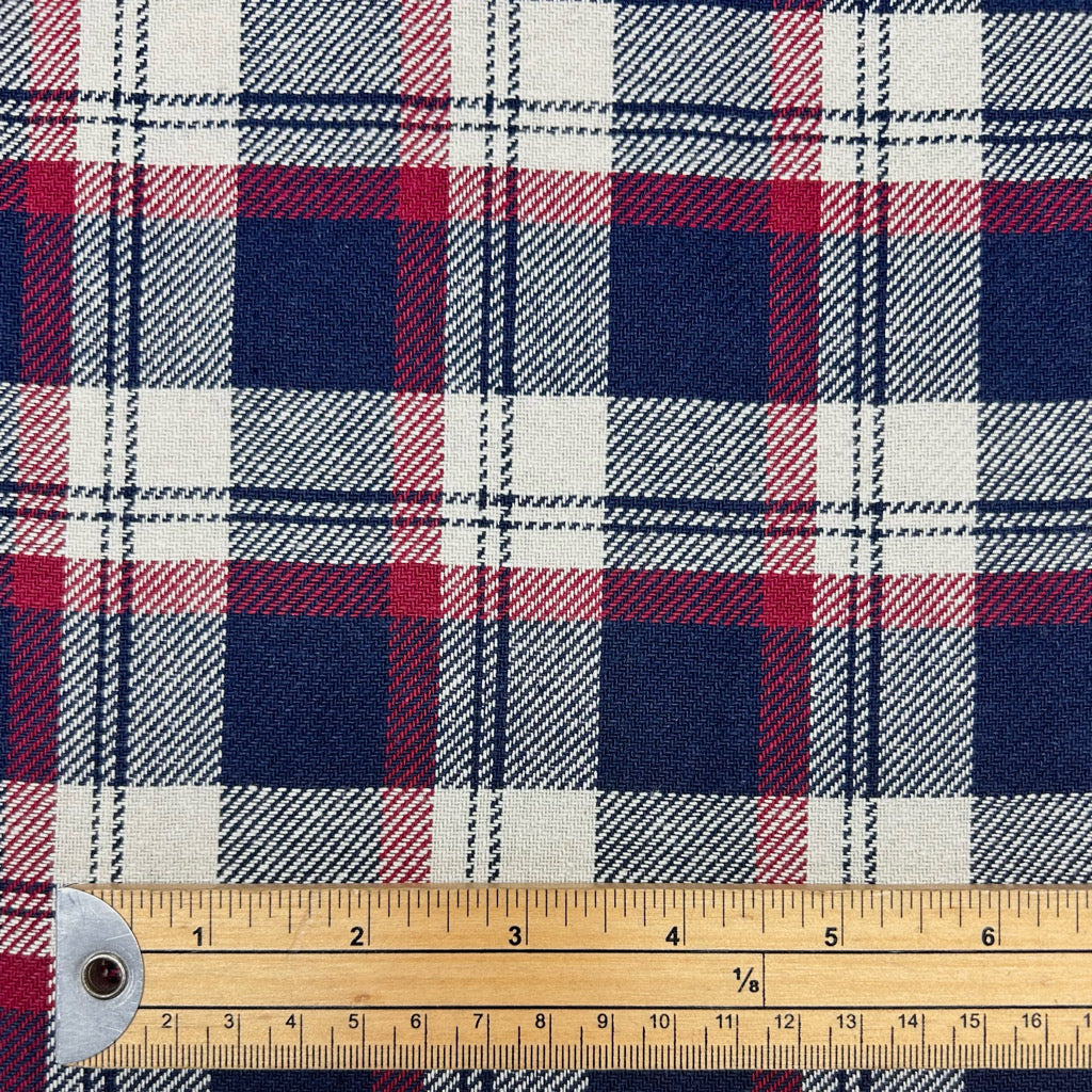 Classic Navy Check Brushed Cotton Fabric
