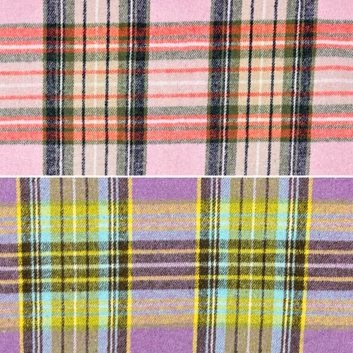 Blush Checkered Brushed Cotton Blend Fabric