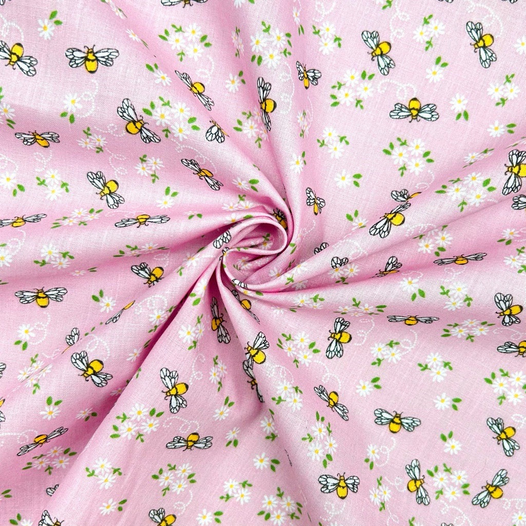 Honeybee Floral Polycotton Fabric