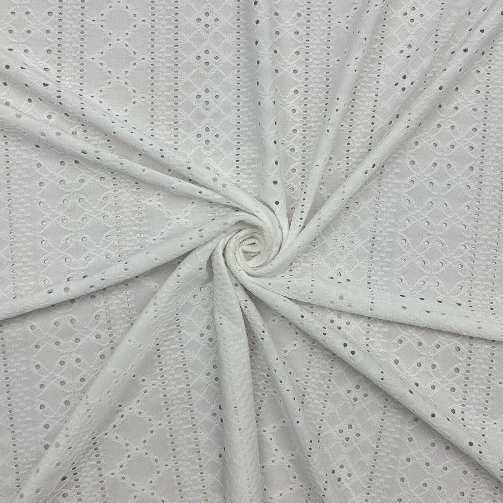 Ivory Lace Jersey Fabric - Pound Fabrics