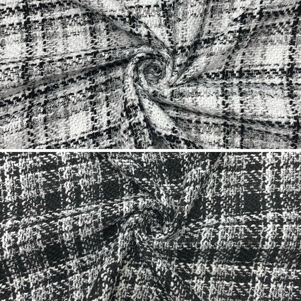 Checkered Fashion Tweed Fabric - Pound Fabrics