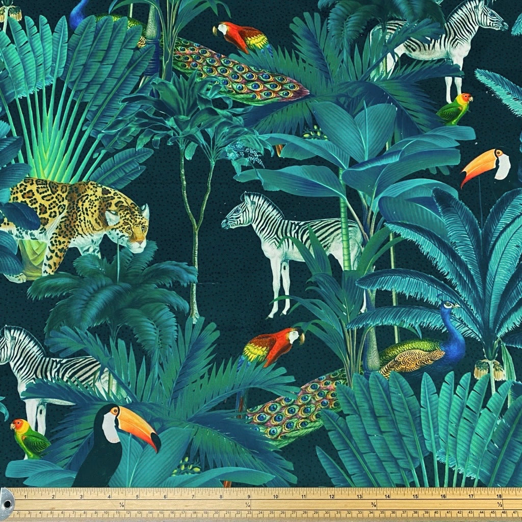 Spotty Tropical Jungle Digital Velvet Fabric
