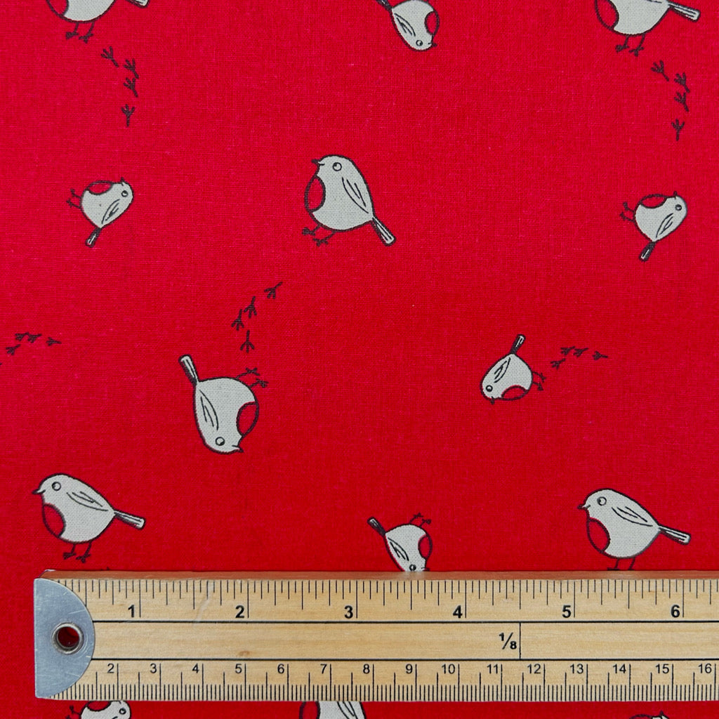 Little Robin Christmas Cotton Fabric