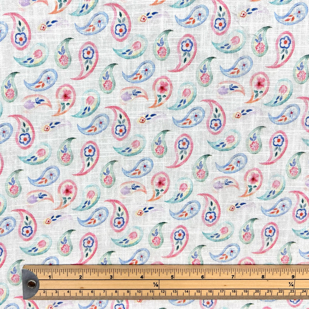Colourful Paisleys Cotton Linen Fabric