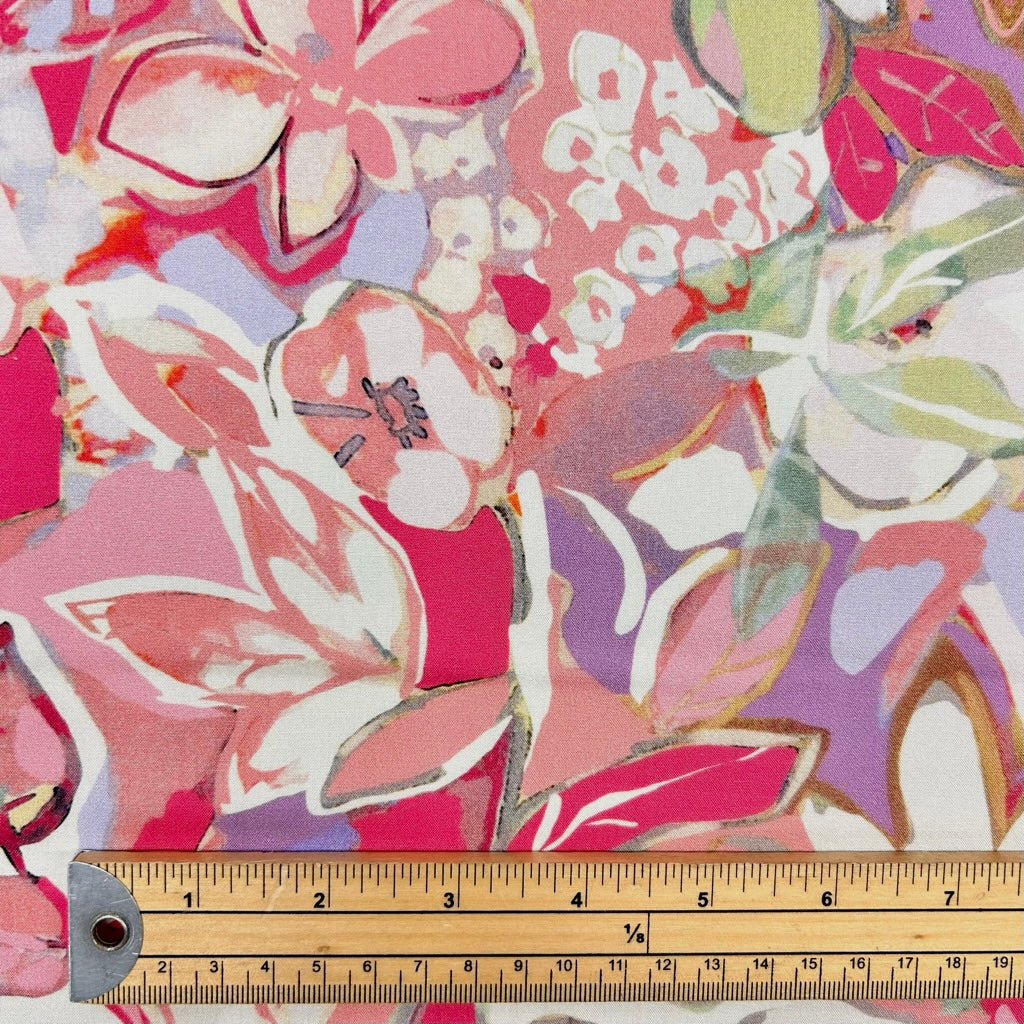 Painterly Petals Viscose Fabric
