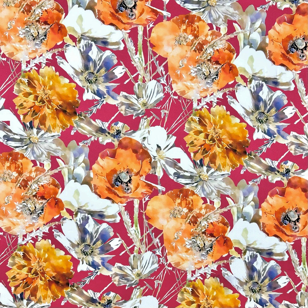 Bold Garden Viscose Satin Fabric