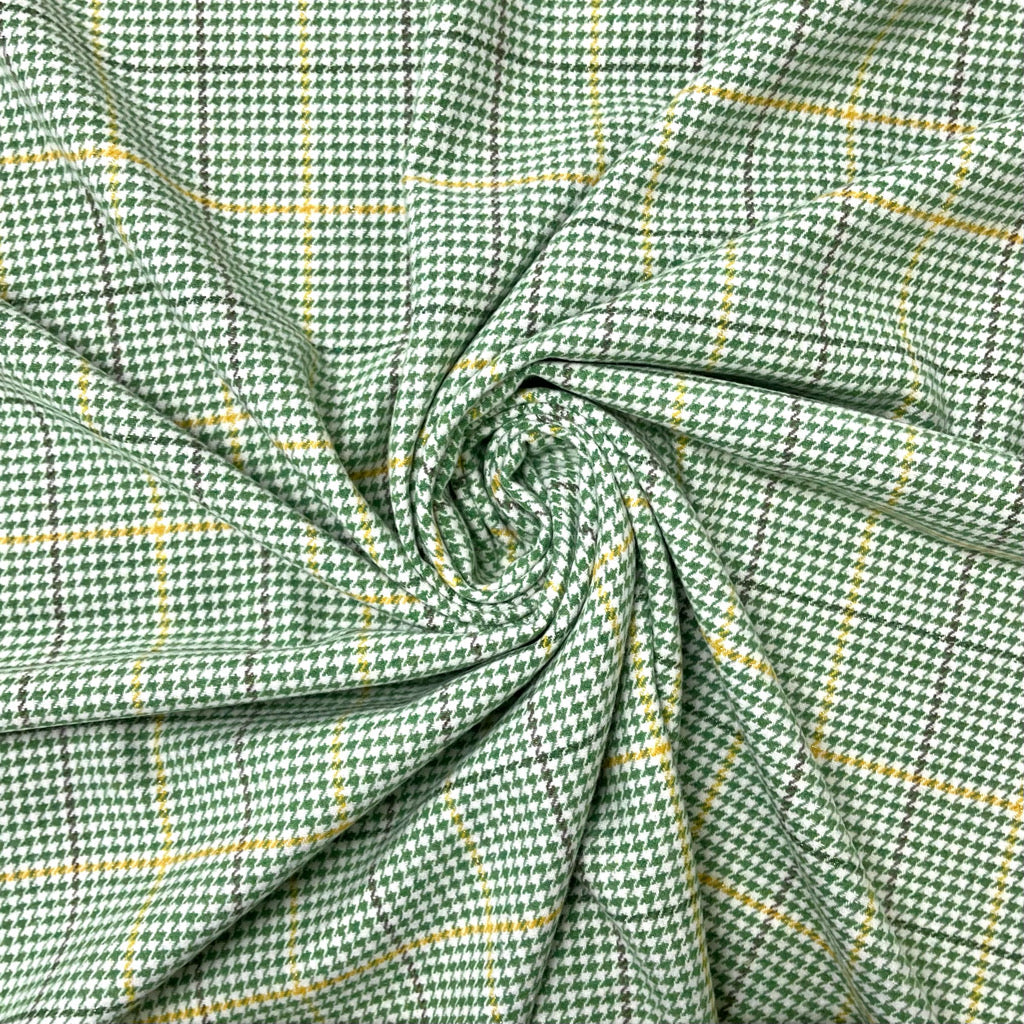 Green Dogtooth Checkered Wool Blend Fabric - 2 metres for £9.95 #27