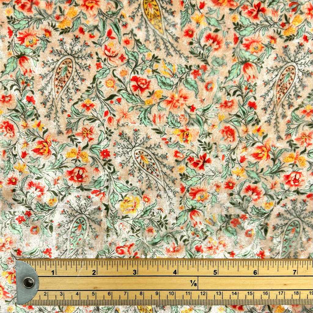 Timeless Paisley Stretch Velvet Fabric