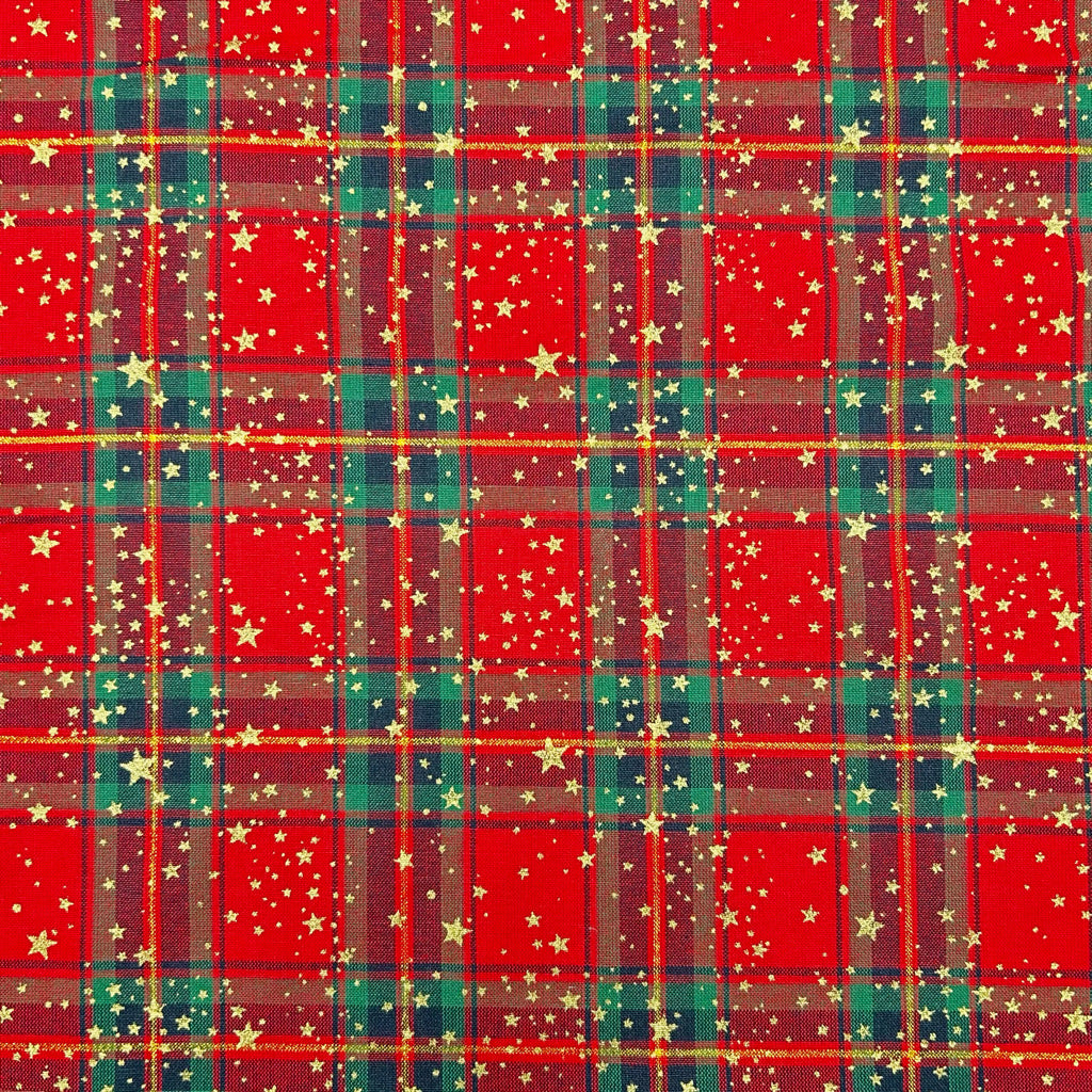 Starry Tartan Christmas Cotton Fabric