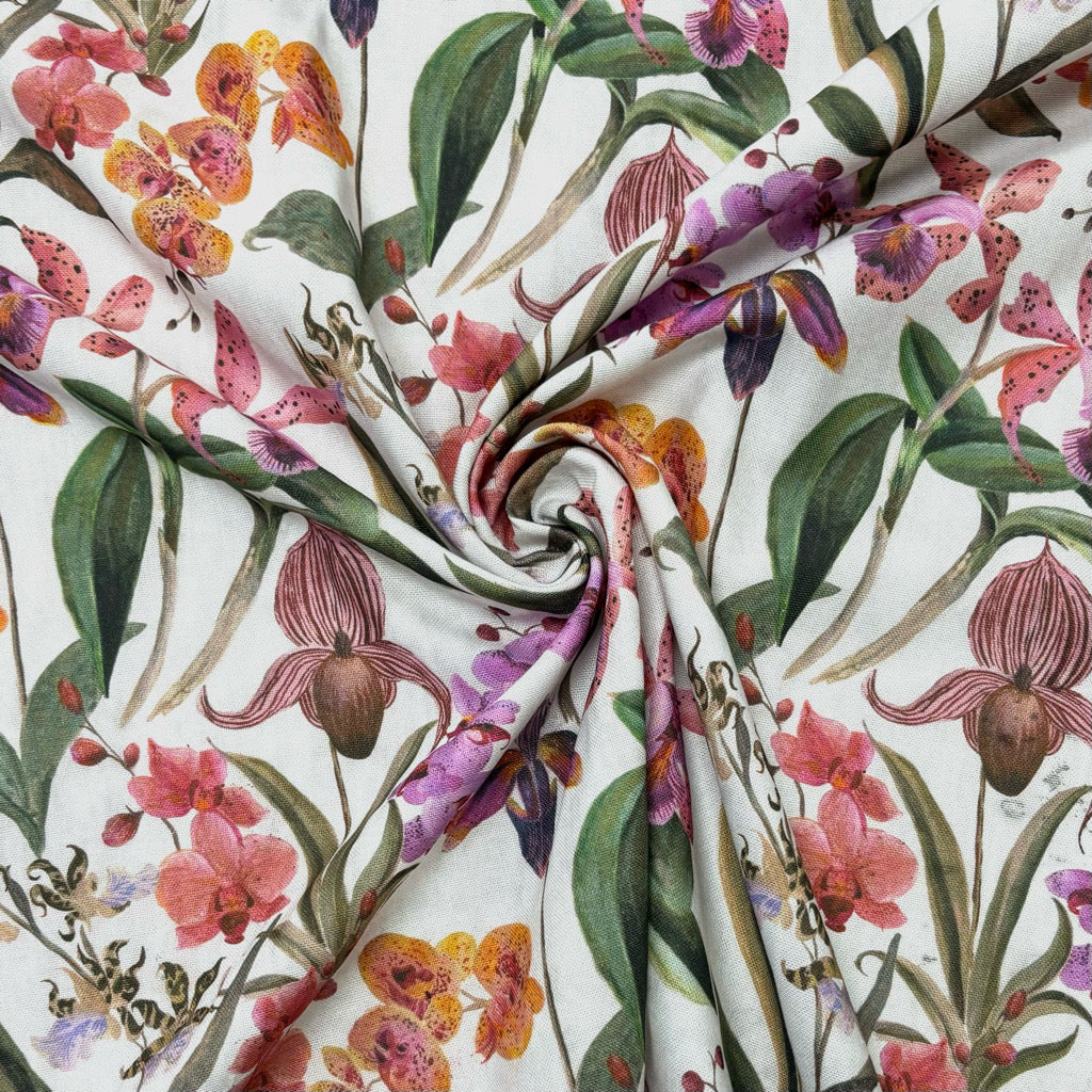 Orchids Cotton Canvas Fabric
