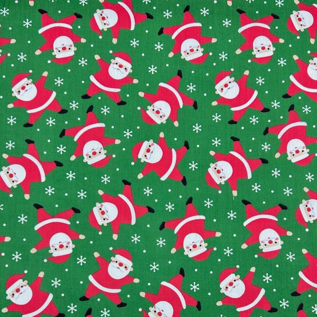 Happy Santa Polycotton Fabric - Pound Fabrics