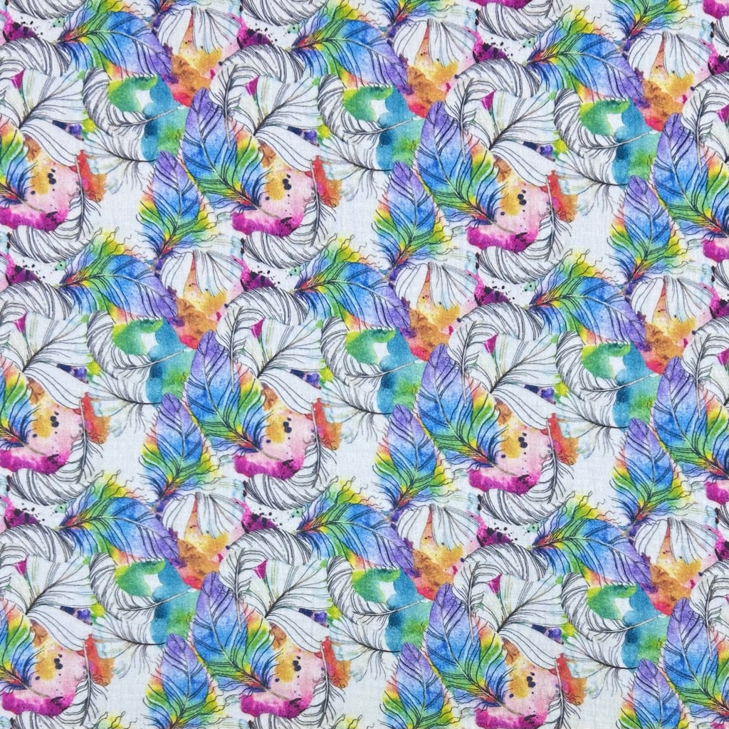 Colourful Feathers Double Gauze Fabric