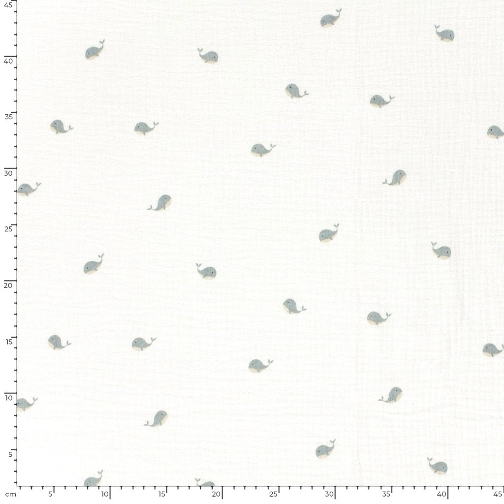 Little Whales Double Gauze Fabric