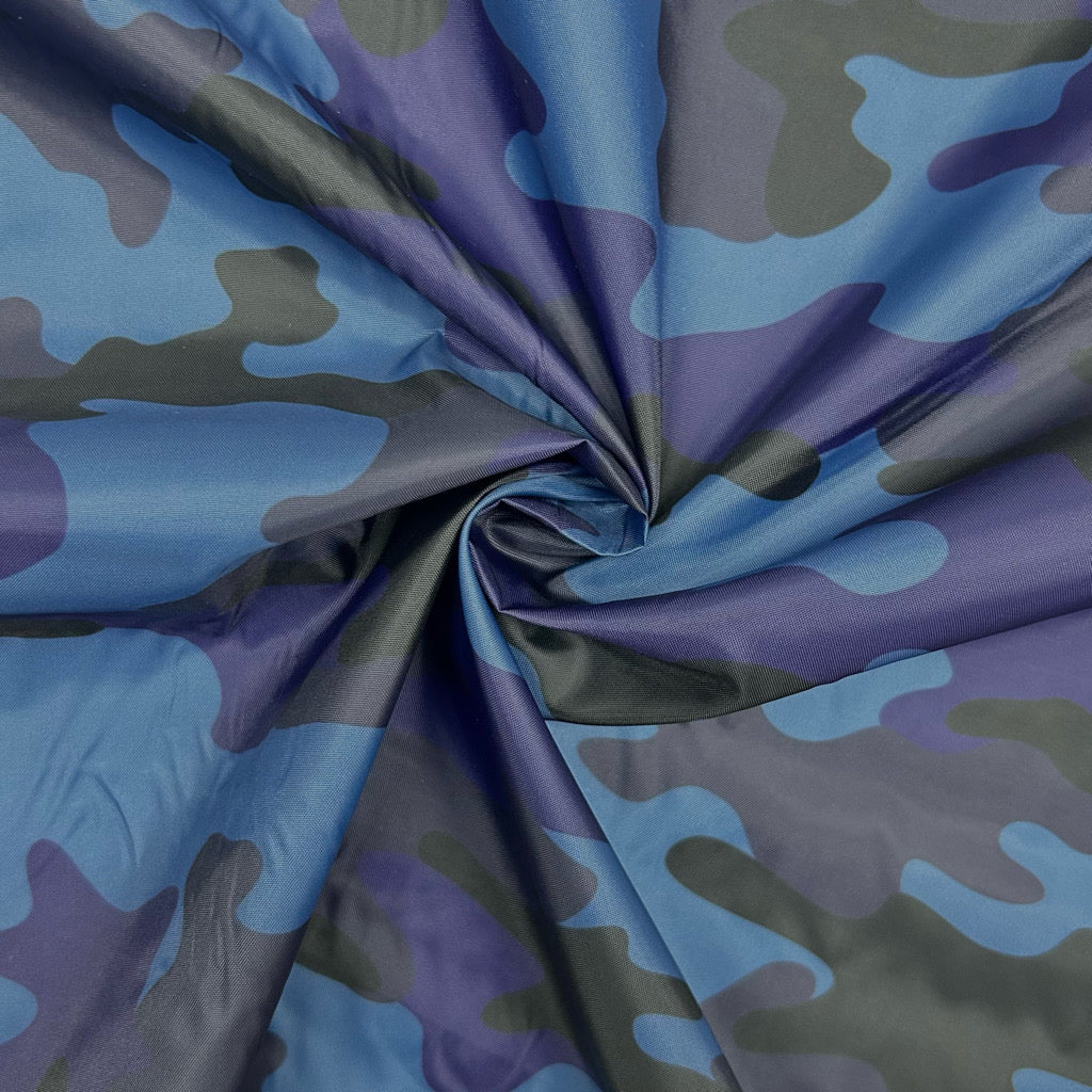 Midnight Camouflage Water Repellent Poncho Fabric