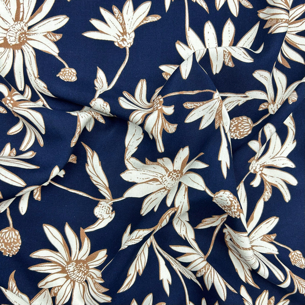Daisy Waves Viscose Fabric