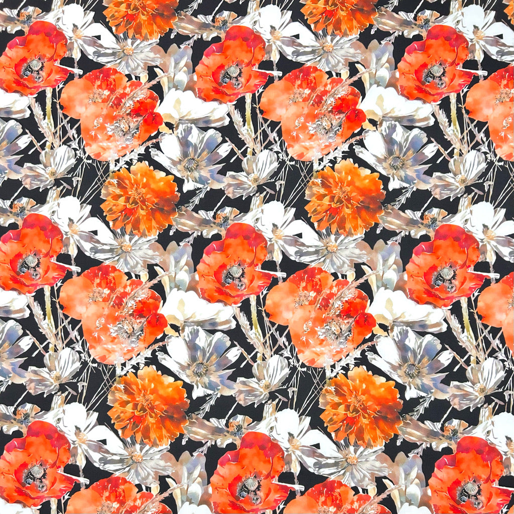 Bold Garden Viscose Satin Fabric