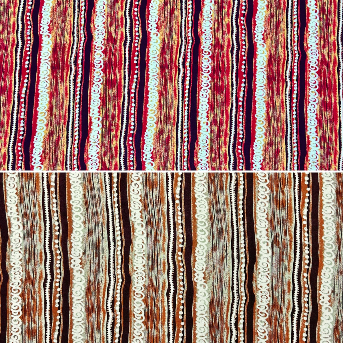 Folk Stripe Viscose Challis Fabric