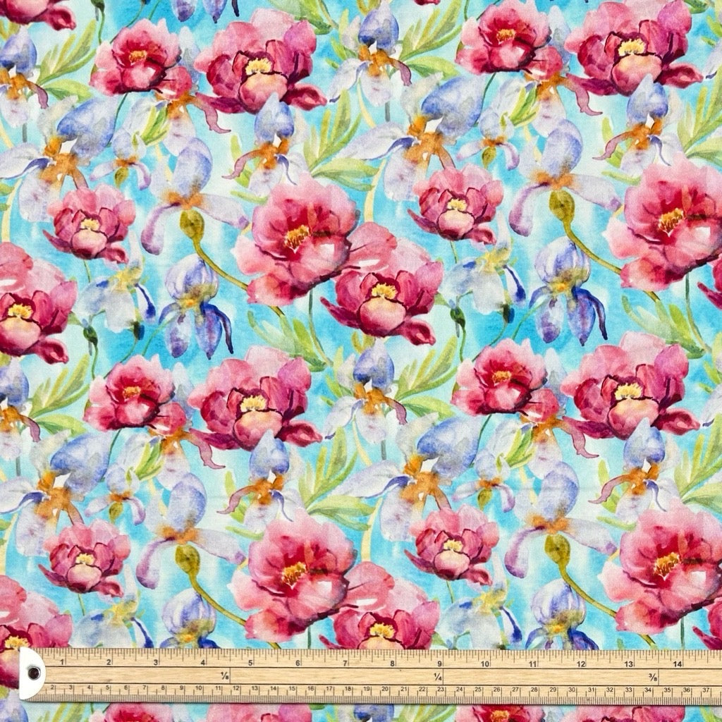 Pink Garden Stretch Viscose Twill Fabric - Pound Fabrics