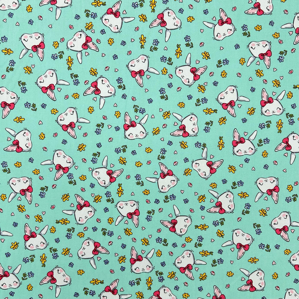 Bunny Blossom Rose & Hubble Cotton Poplin Fabric