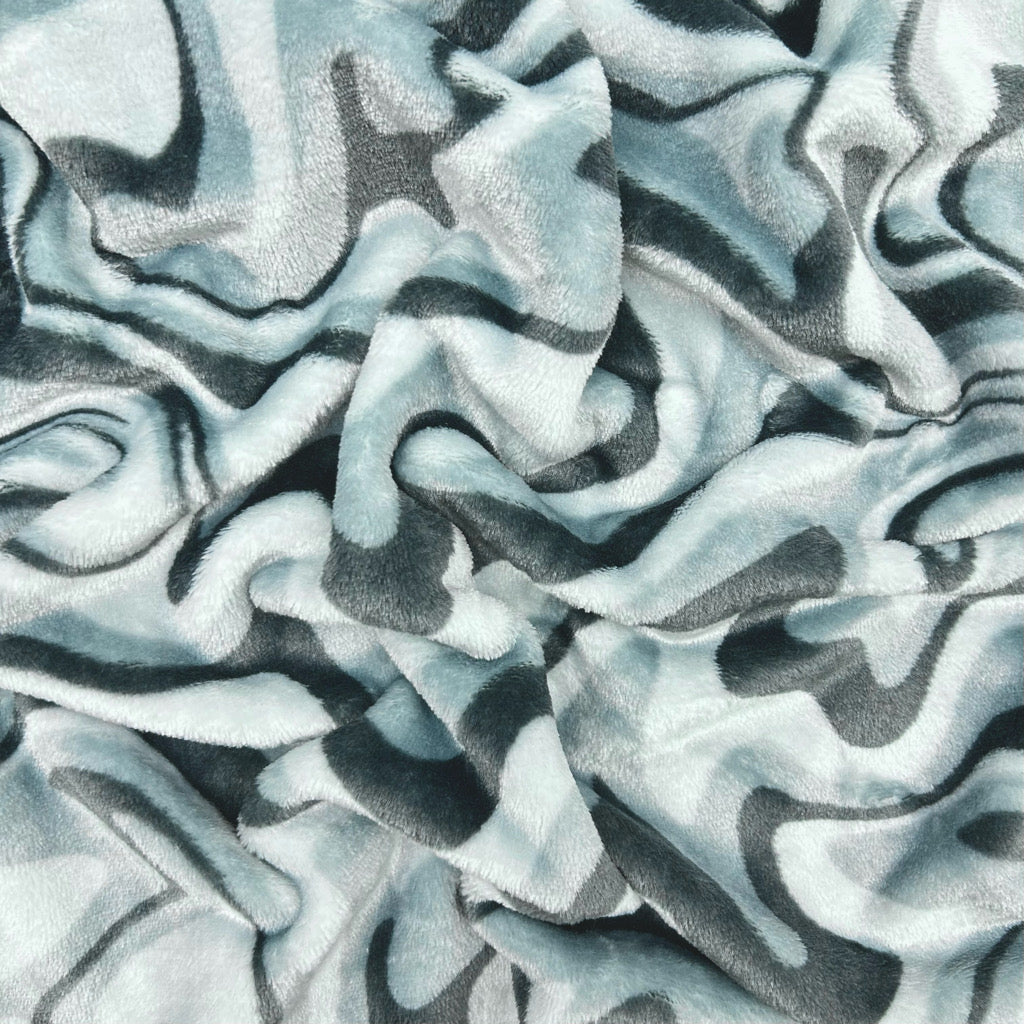 Wavy Days on Silver Cuddle Fleece Fabric