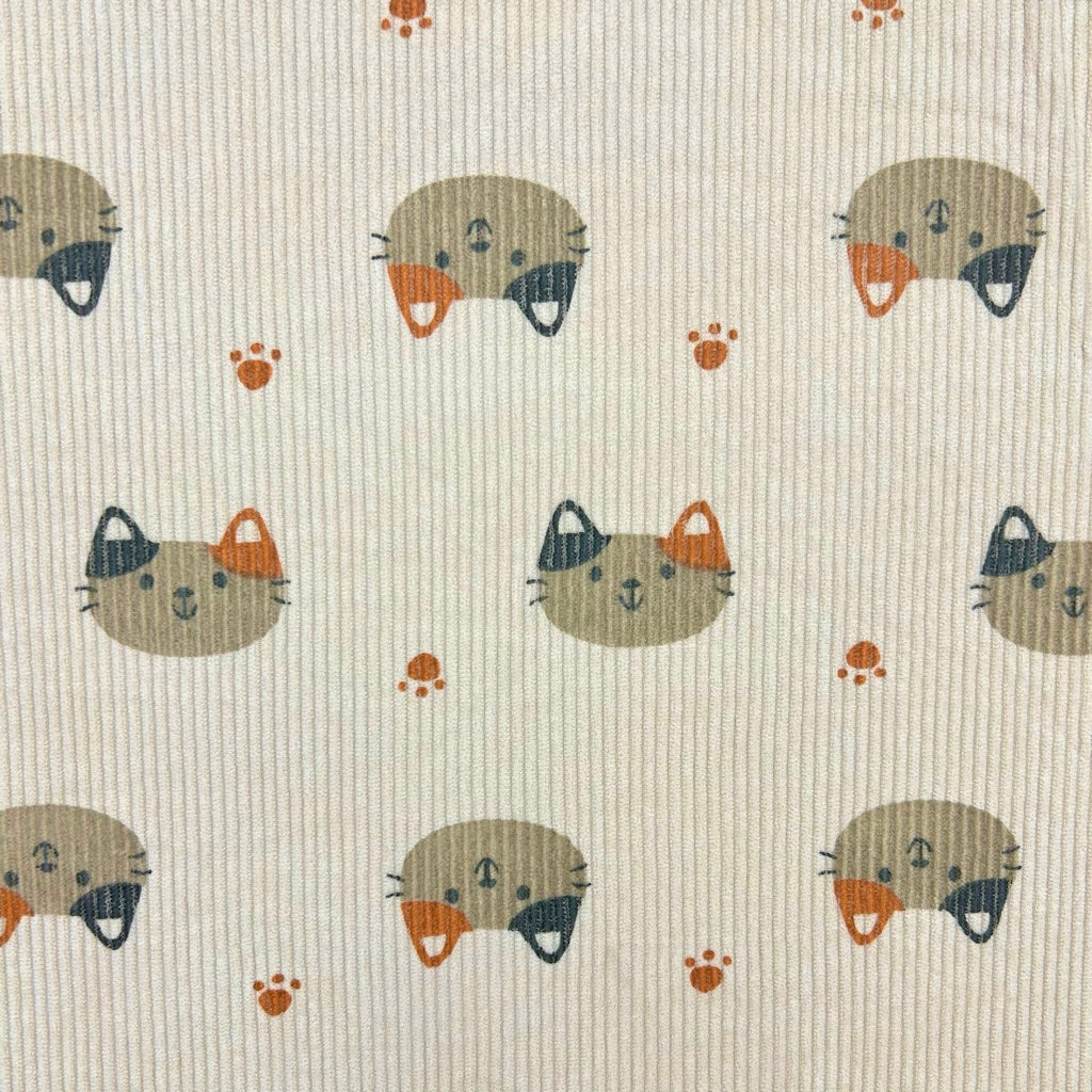 Cozy Cats Stretch Corduroy Fabric