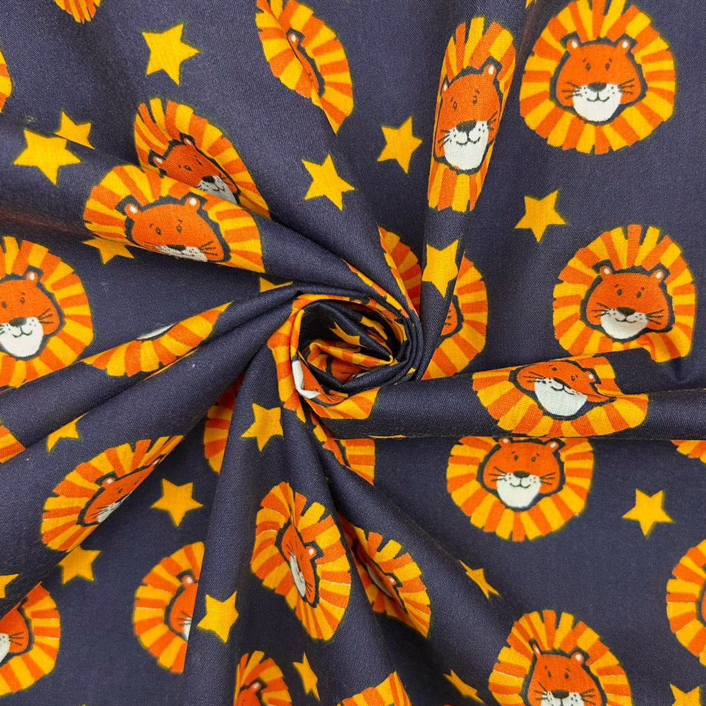 Lions and Stars Polycotton Fabric