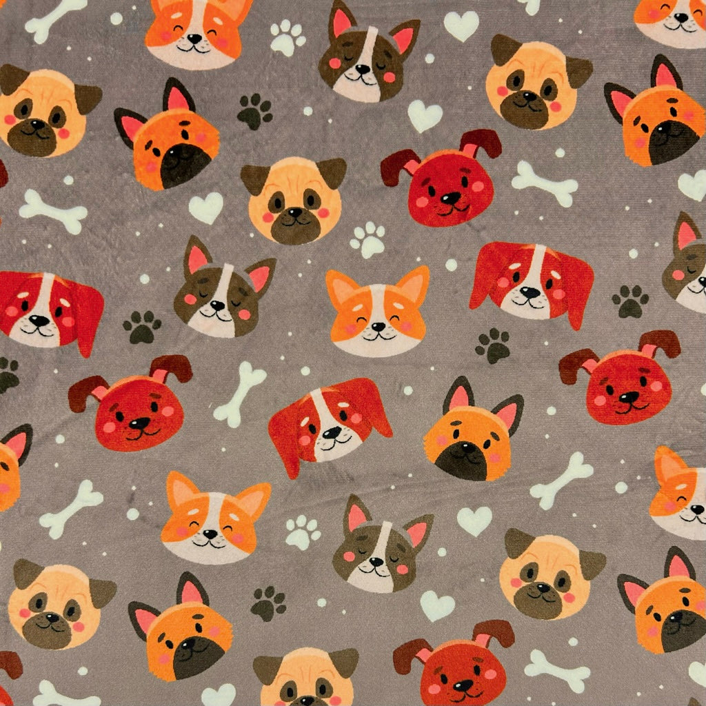 Puppy Party Sherpa Fur Backed Fleece Fabric