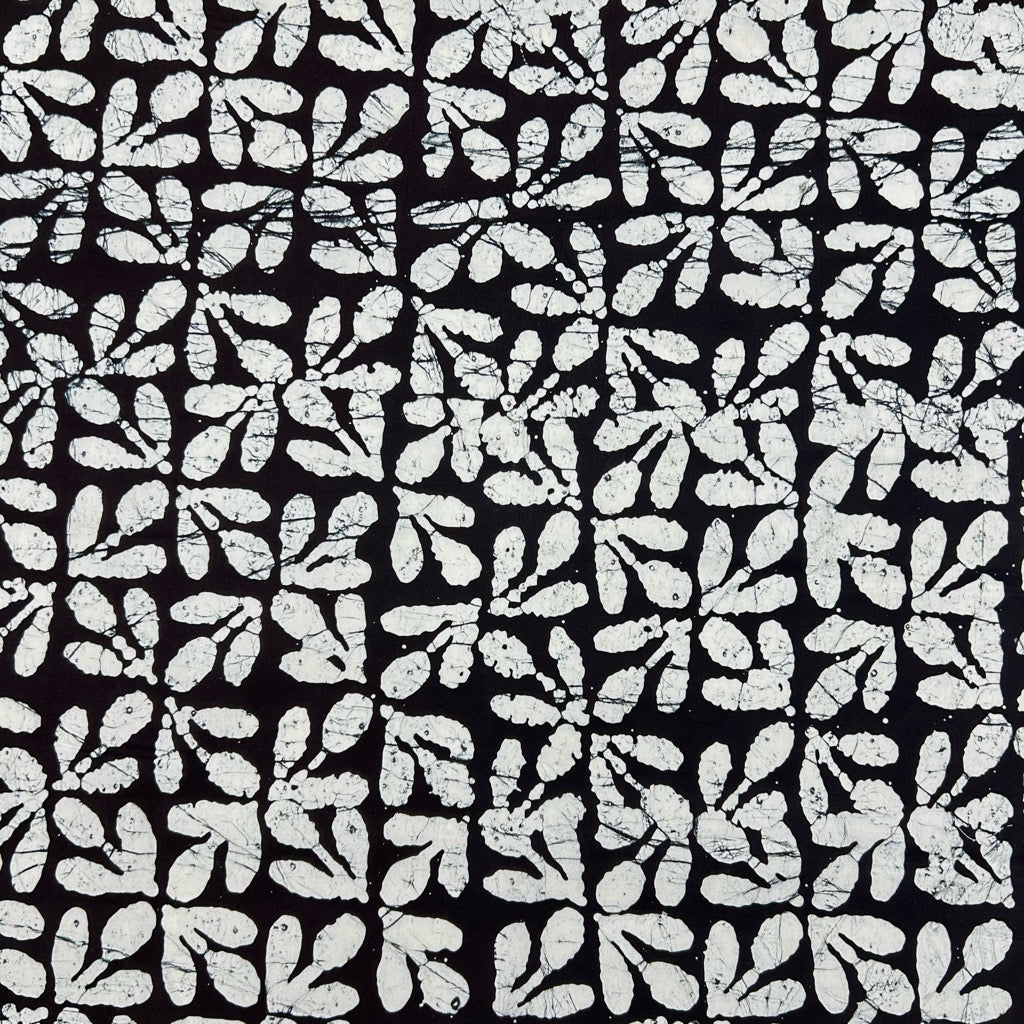 Leaf Grid Cotton Batik Fabric