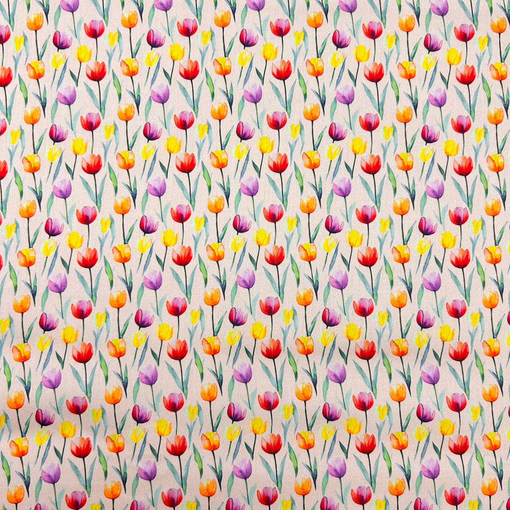 Painted Tulips Cotton Sateen Fabric