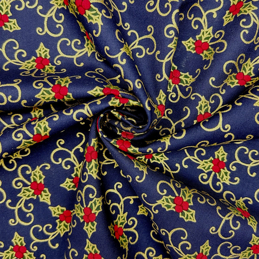 Festive Vine Christmas Cotton Fabric