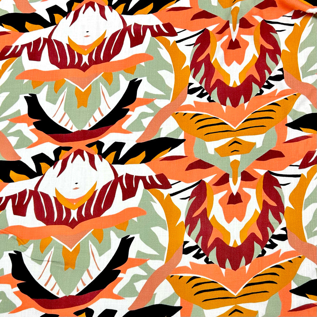 Tropical Fusion Stretch Linen Mix Fabric