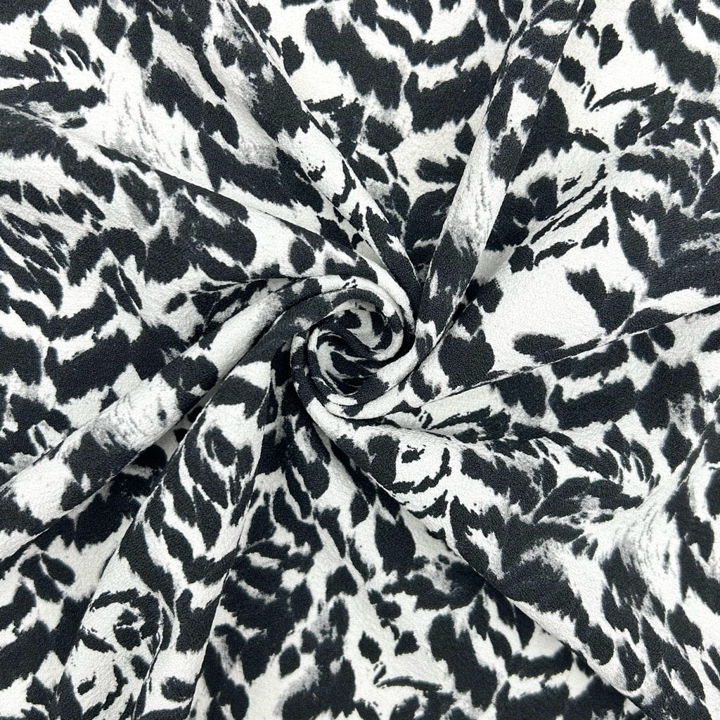 Midnight Leopard Polyester Crepe Fabric
