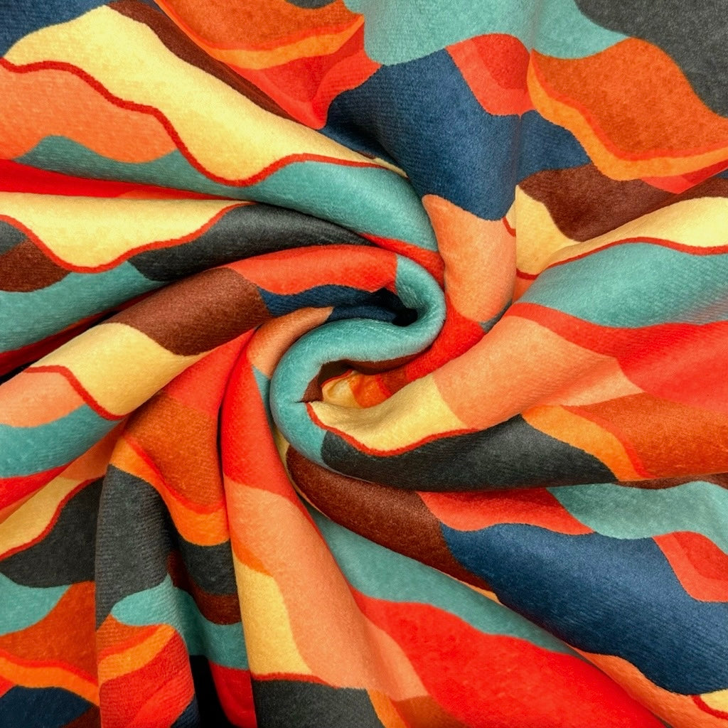 Painted Mountain Sherpa Fur Backed Fleece Fabric