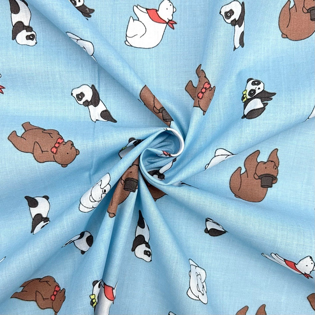 Bear and Panda Polycotton Fabric
