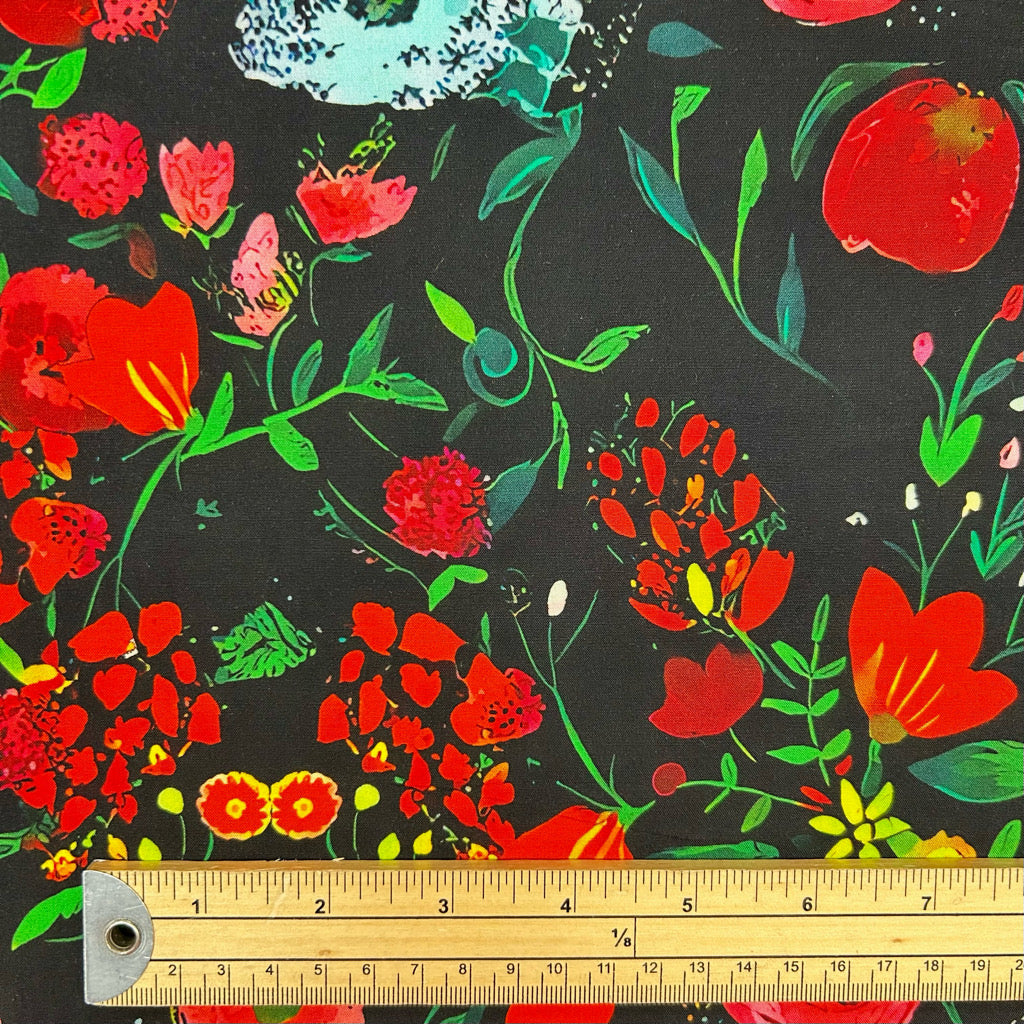 Wildflower Night Viscose Poplin Fabric