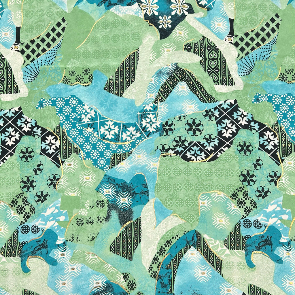 Mixed Panels Silky Polyester Fabric