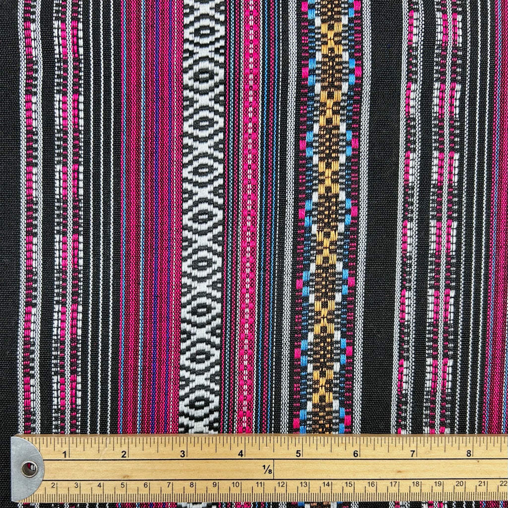 Midnight Fuchsia Tribal Print Recycled Jacquard Fabric