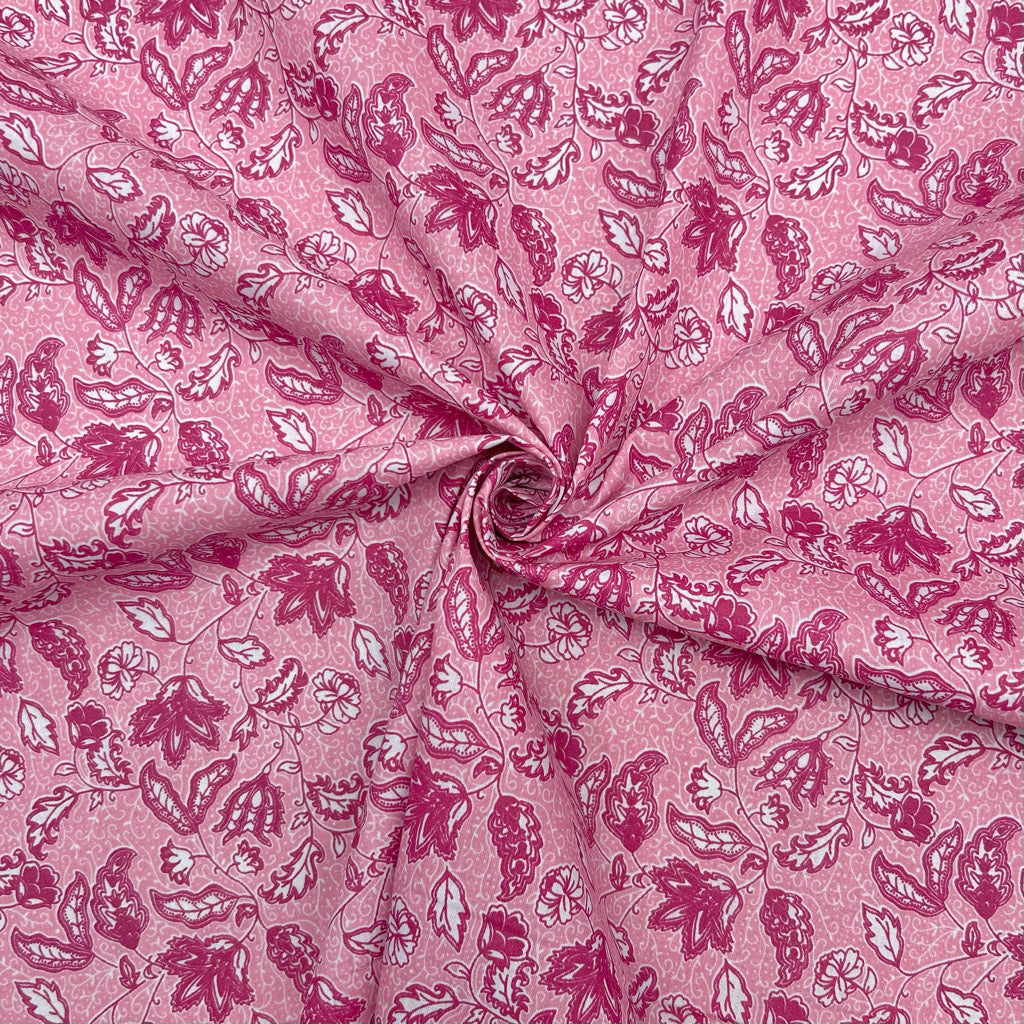 Outlined Flowers Polycotton Fabric