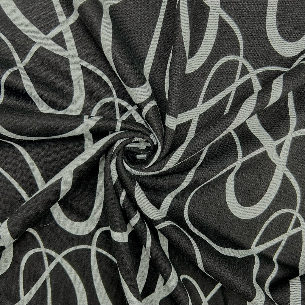 Swirly Swiggle Viscose Ponte Roma Fabric