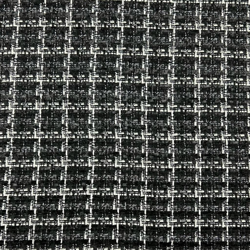 White Check on Black Tweed Fabric - Pound Fabrics