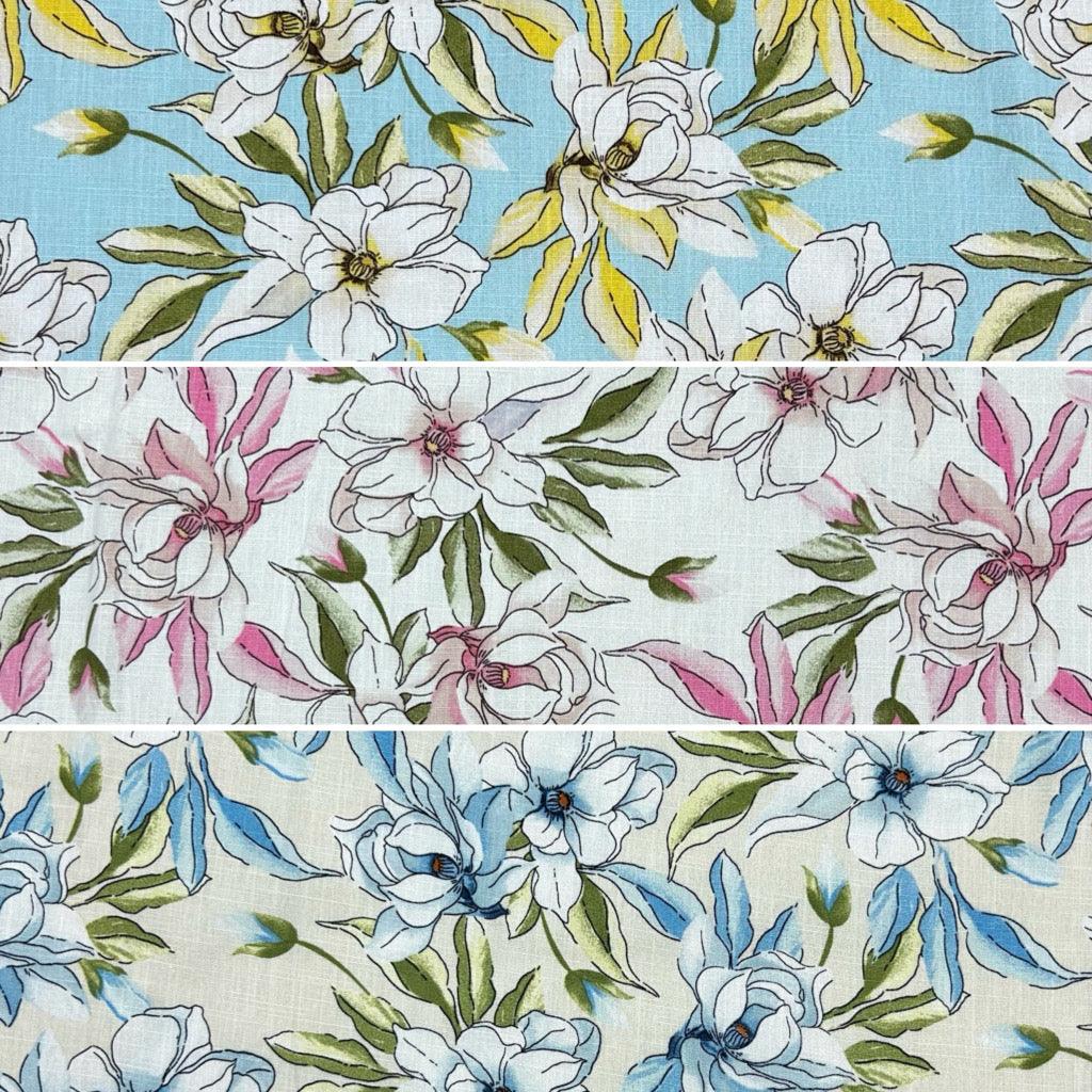 Tropical Cartoon Floral Cotton Linen Fabric - Pound Fabrics